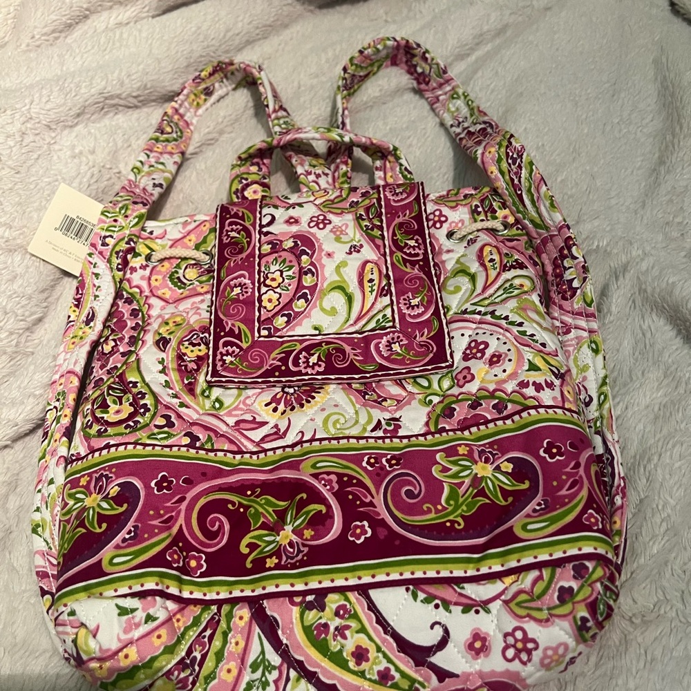 QK Pink and Green Paisley Backpack